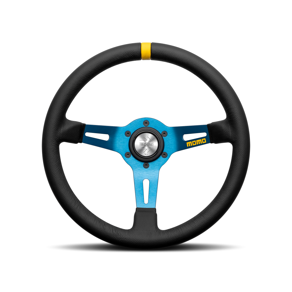 Momo MOD. 08 330 Sportratt - Svart/Blå (Läder)