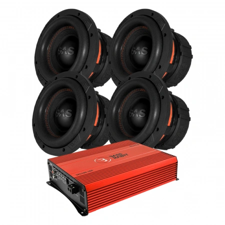 4-pack GAS MAX S1-8D1 & Bass Habit SPL ELITE 5100.1DF, baspaket
