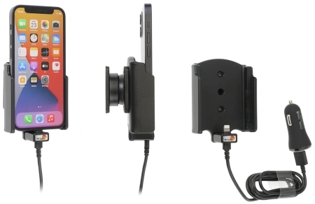 Brodit Aktiv hållare med USB-kabel och cigg-adapter, Apple iPhone 12 Mini